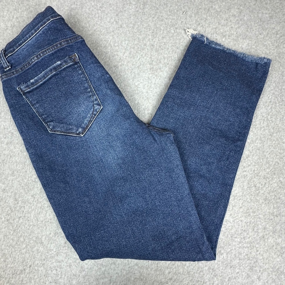 Kensie Jeans The Juliet High Rise Slim Straight Raw Hem Blue Denim Pants 12/31